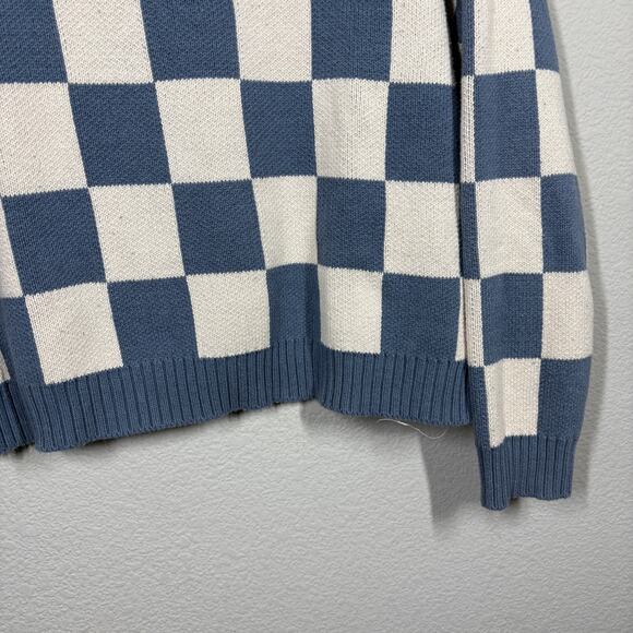 Baltic Born Womens Large Quincy Plaid Crew Neck Sweater Blue Long Sleeves - Picture 7 of 9